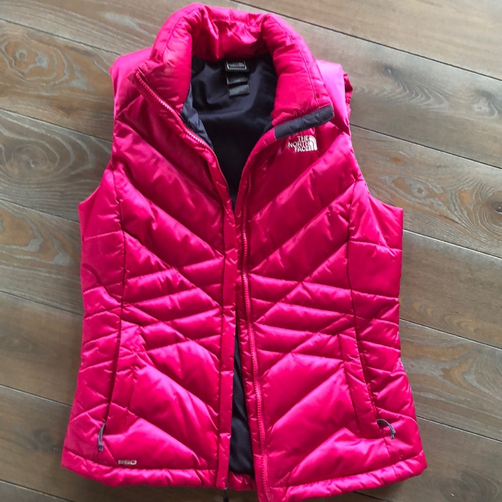 The North Face down vest size small pink gray
